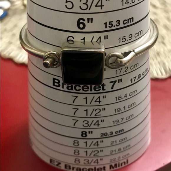 🖤❤️ VTG Taxco Silver 925 Onyx Stone Bangle Bracelet - Picture 9 of 10